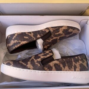 Michael Kors Brown Leopard Slip-On Shoes